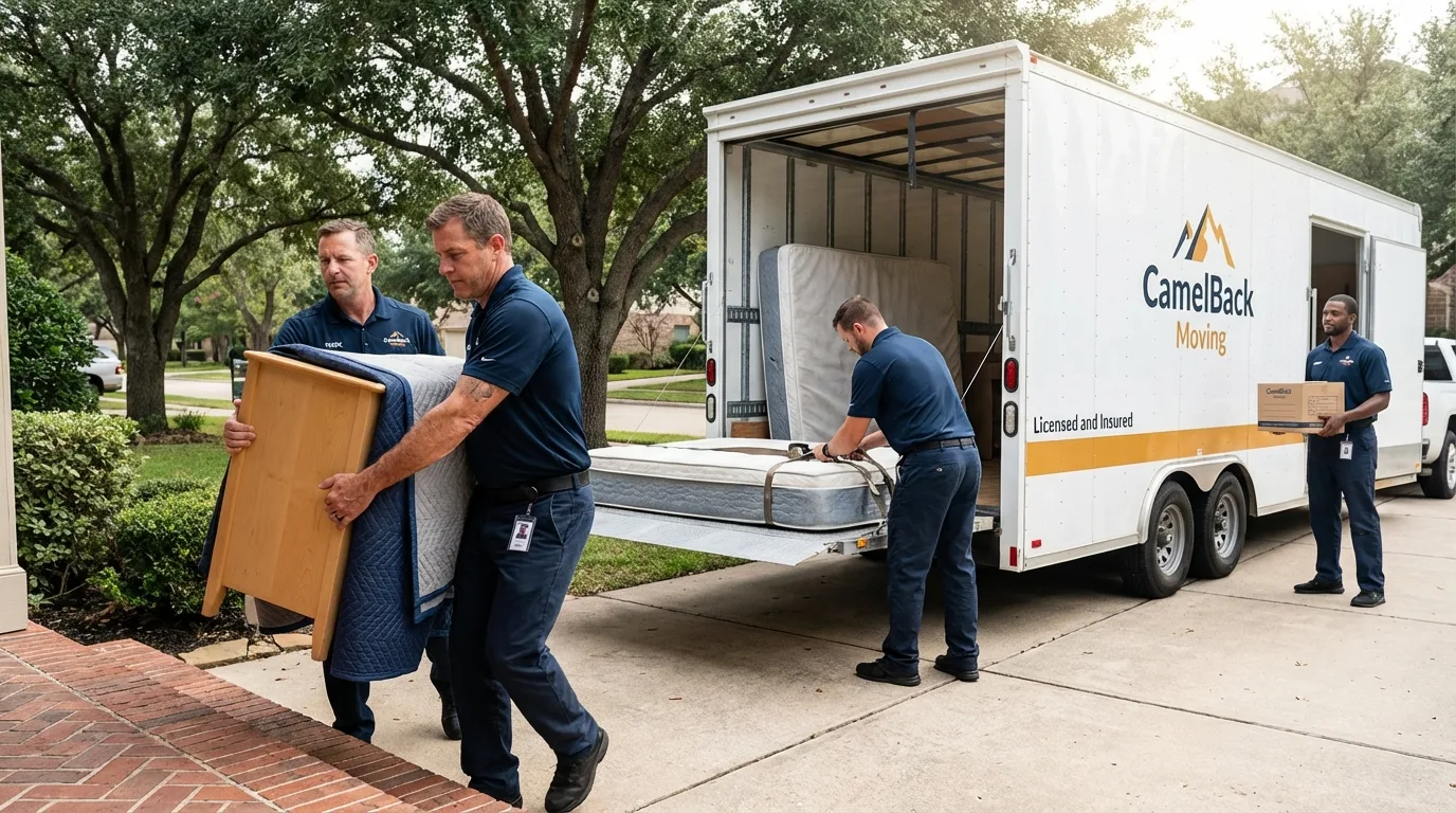 Crew loading residential truck for cross-state move from Mount Gilead, OH