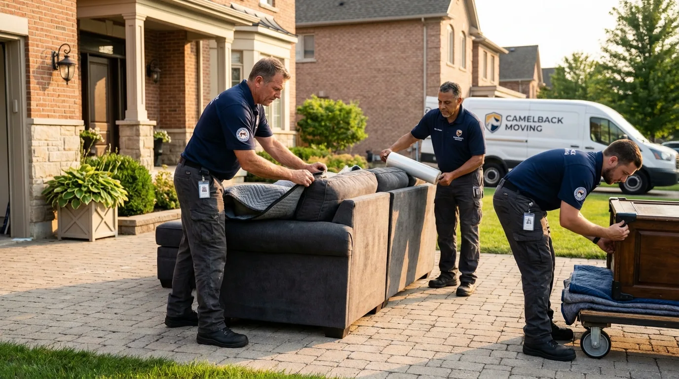 Large estate moving crew wrapping furniture in Mount Gilead, OH
